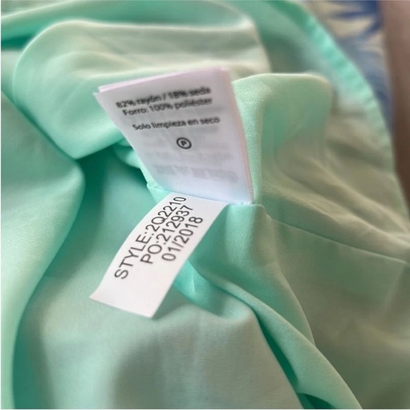 Vineyard Vines Electric Palm One Shoulder Ruffle High Low Dress Aqua NWT - Picture 11 of 13